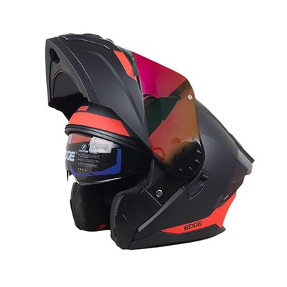 Casco Motocicleta Marca Edge - para Moto Integral Boston - Casos para Motos Certificados con Visor Doble ANTIVAHO - Accesorios para Moto, Motocicleta Mujer y Hombre