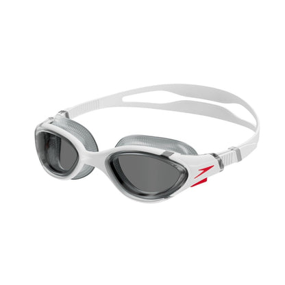 Speedo Biofuse 2.0 Goggles de Natación Unisex Adulto - Blanco - Rojo - humo claro