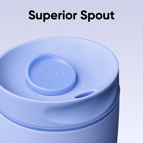Owala SmoothSip Slider - Vaso de café aislado de acero inoxidable, taza de café helado reutilizable, taza de viaje de café caliente, sin BPA, 567 g, fuera del azul