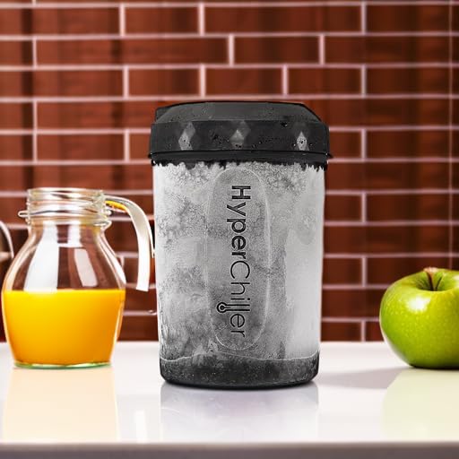 HyperChiller Maxi-Matic enfriador instantáneo patentado para café/bebidas, listo en un minuto, reutilizable para té helado, vino, licores, alcohol, jugo, 12 onzas, color negro