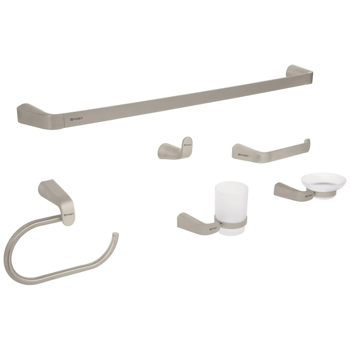 Foset Riviera RIA-7000N, Juego de accesorios para baño, satinado, 6 piezas - Satín