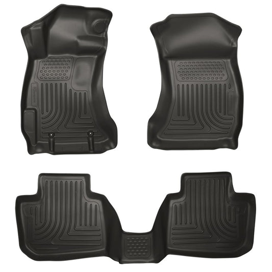 Husky Liners Weatherbeater - Alfombrillas para Subaru Forester 2014-2018 | Frente y 2ª Fila, 3 Piezas, Color Negro - 99881