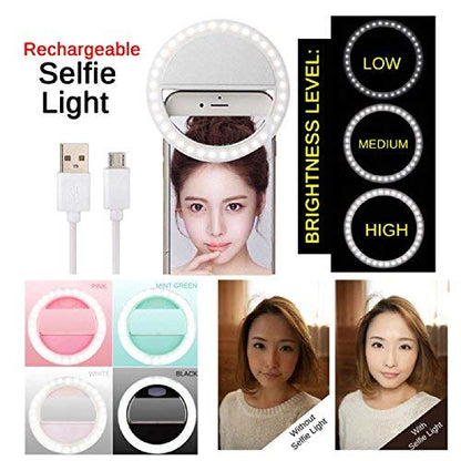 IMPORTADO Lampara Aro con luz Led para Celular con Clip Y/o Selfie (Azul)
