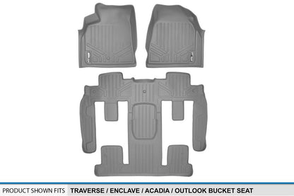 SMARTLINER Juego de alfombrillas grises de 2 filas compatible con Chevy Traverse/08-17 Buick Enclave/Saturn Outlook 2007-2010/GMC Acadia/2007-2016 GMC Acadia/2017 GMC Acadia Lmtd (estilo de cuerpo antiguo) (asiento de banco de segunda fila)