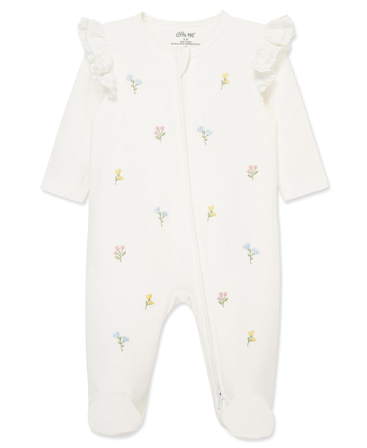 Little Me 100% Cotton Scratch Free Tag Footie Romper Sleeper Juego de pies y gorras Bebé-Niñas