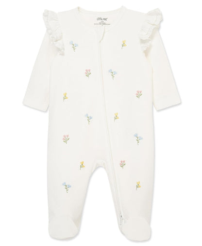 Little Me 100% Cotton Scratch Free Tag Footie Romper Sleeper Juego de pies y gorras Bebé-Niñas