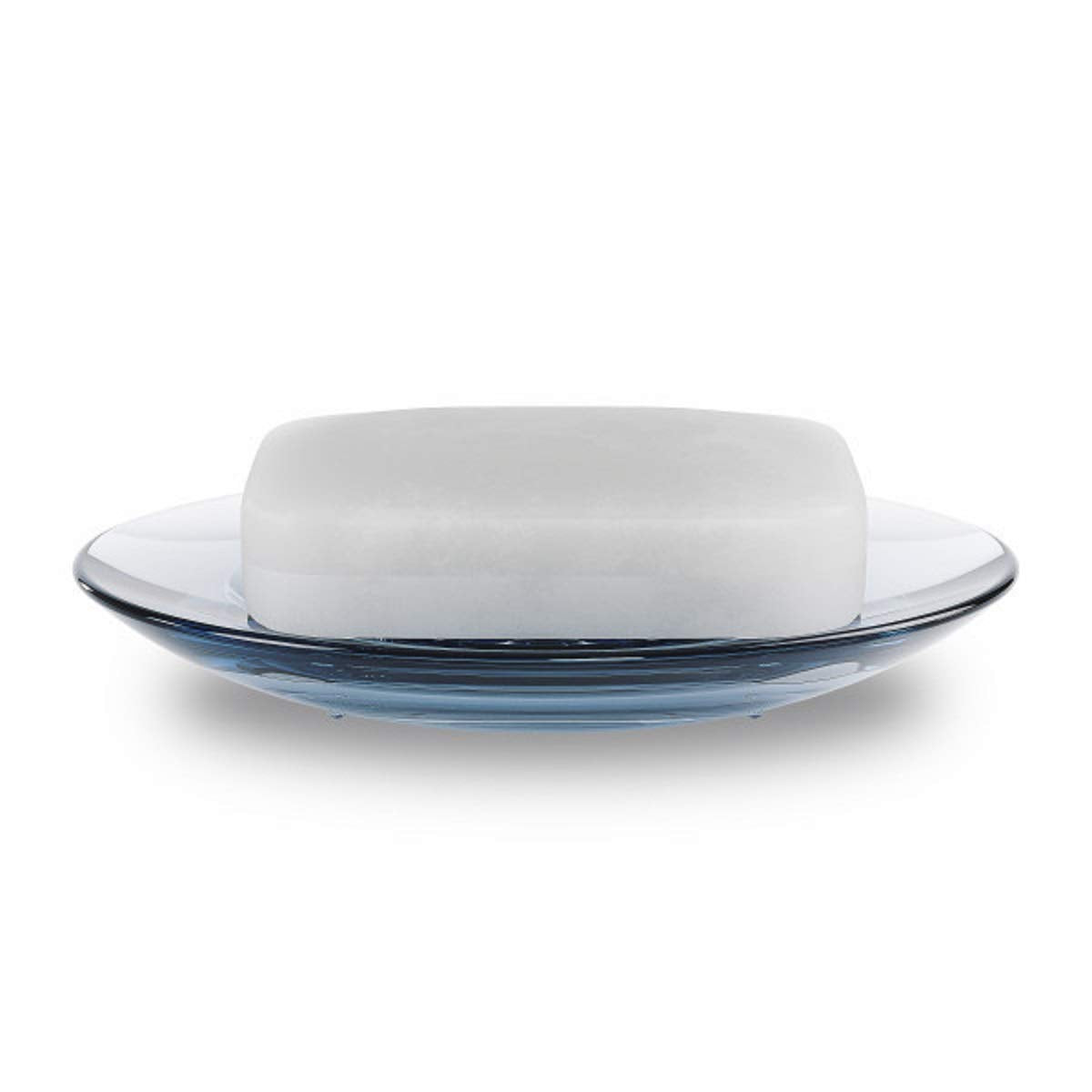 Umbra Droplet Acrylic Soap Dish Container For Bathroom - Nicely Fits Into Amenity Tray and Holds The Soap Bar Preventing It from Dirt and Ensures Zero Waste, Denim