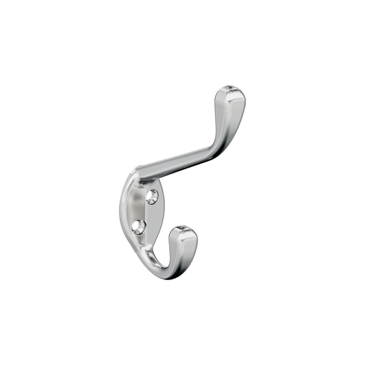 Amerock H5545126 - Gancho decorativo de pared de doble punta, gancho chapado en cromo pulido para abrigos, sombreros, mochilas, bolsas, ganchos para baño, recámara, clóset, entrada, lavadero, oficina