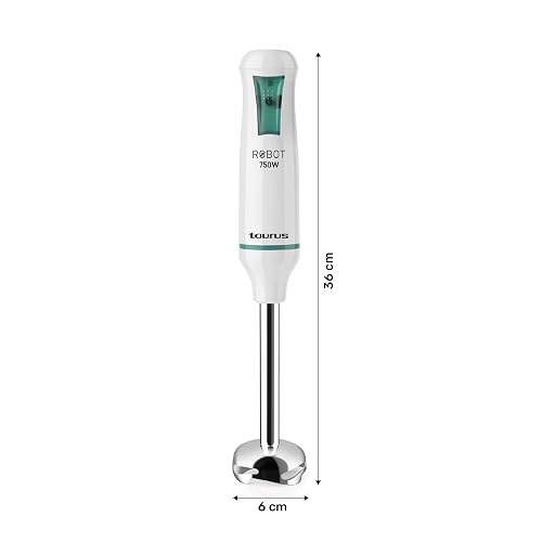 TAURUS ROBOT 750 INOX | Batidora de Inmersión 750 W | Caña de Acero Inoxidable Desmontable | Turbo Rotation System | Control de Pulso | Ideal para Papillas, Salsas y Batidos Familiares