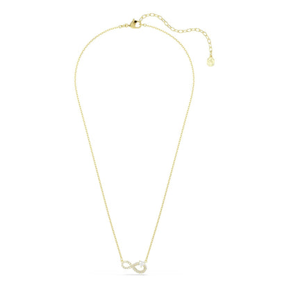 Collar Swarovski Hyperbola, corte corazón, pavé, infinito, blanco, baño en tono oro