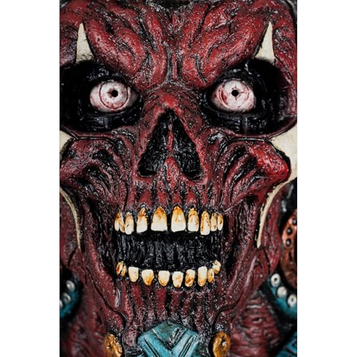 Ghoulish Productions Mictlantecuhtli Máscara de Látex con Pecho Integrado | Inspirada en Dios Azteca del Inframundo | Pintada a Mano para Halloween Cosplay | Multicolor Talla M