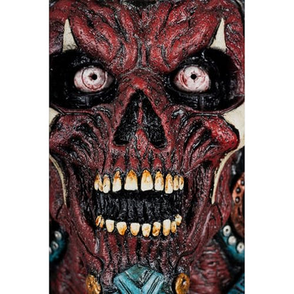 Ghoulish Productions Mictlantecuhtli Máscara de Látex con Pecho Integrado | Inspirada en Dios Azteca del Inframundo | Pintada a Mano para Halloween Cosplay | Multicolor Talla M