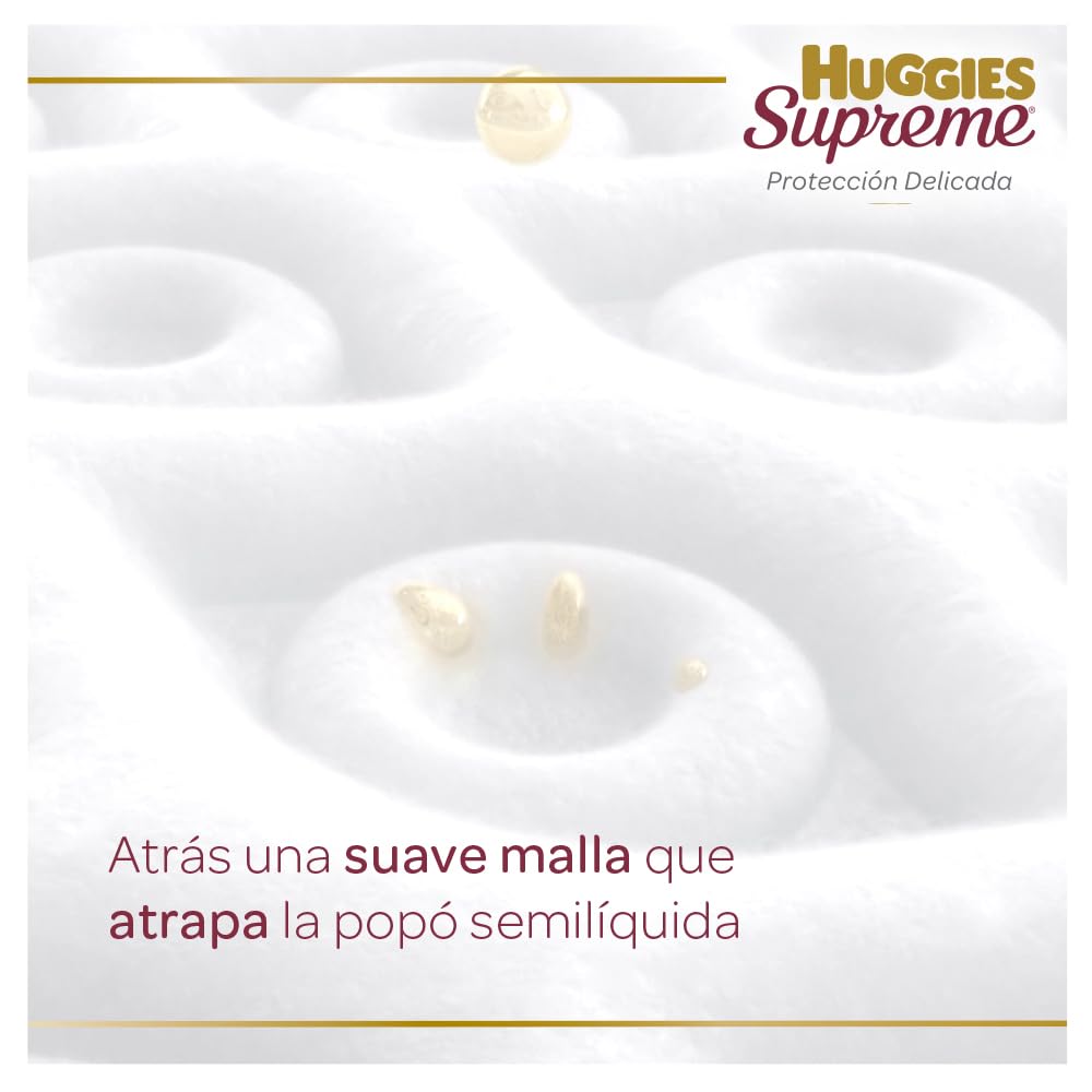 Pañal Huggies Supreme, unisex con 40 pzs, etapa Recién Nacido, para bebés de hasta 3.5 kg. Único clinica y dermatologicamente probado