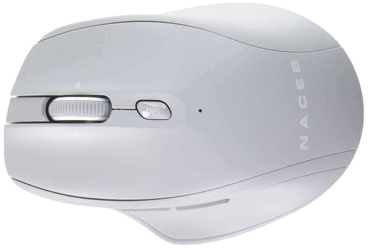 Naceb Technology - Mouse Inalámbrico Dual Mode 2.4G + Bluetooth con Diseño Ergonómico y Conexión Versátil - Ideal para Oficina y Estudio en Color Blanco