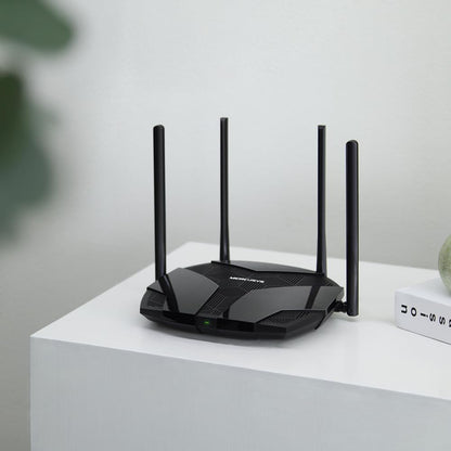 MERCUSYS de TP-Link Router WiFi 6, AX3000 Doble Banda, Qualcomm Dual-Core CPU, 4 Puertos Gigabits, Fácil configuración por aplicación. (MR80X)