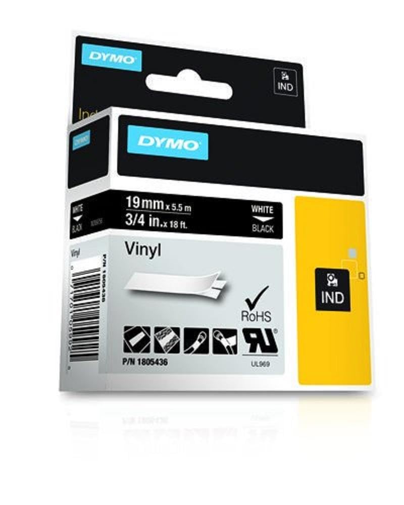 DYMO Rhino Adhesive Vinyl Label Tape, 3/4-inch, 18-foot Cassette, Black (1805436)