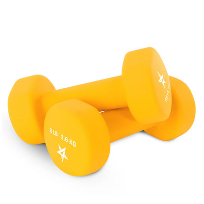Yes4All Mancuernas de Hierro Fundido Recubiertas de Neopreno Par - G. Orange - 8lbs - Pair