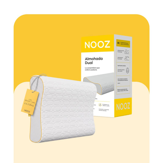 Nooz Almohada Dual Memory Foam Cervical Doble Altura Soporte Ergonómico para Dormir de Lado Firme para Cuello