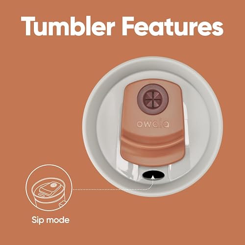 Owala - Vaso térmico de viaje de acero inoxidable de triple capa con tapa antiderrame y popote, libre de BPA, 710 ml, gris/blanco (Iced Tea)