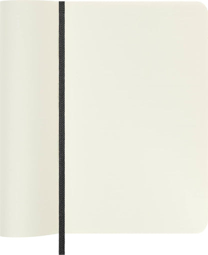 Moleskine Suave tamaño de bolsillo, cuaderno llano: en blanco. Con bolsillo plegable para notas. Cierre de banda elástica