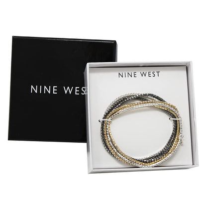 Nine West - Pulseras elásticas de múltiples filas para mujer, Nine West - Pulseras elásticas de múltiples filas para mujer, accesorios de joyería de moda en capas para uso diario, apilables