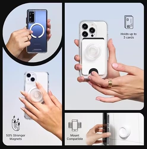 PopSockets - Agarre para teléfono MagSafe, Agarre y Soporte magnético Seguro para teléfono, Soporte Manos Libres, Compatible con Carga inalámbrica, absenta Iridiscente Ondulada