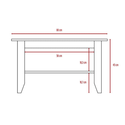 Espacio Klik Mesa de Centro Essential armable, Color Duna, Dimensiones 80 Largo X 70 Ancho X 45 Alto cm, Estilo contemporáneo, con un entrepaño
