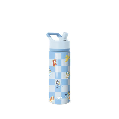 Simple Modern Summit Botella de Agua Infantil con Popote, Acero Inoxidable Aislado, 0.4-0.5 L - Bluey: Jaque mate - 0.5 Litros