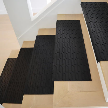 Rubber-Cal "Chelsea" Alfombrillas de goma para escaleras – 9.75 x 29.15 pulgadas, paquete de 6