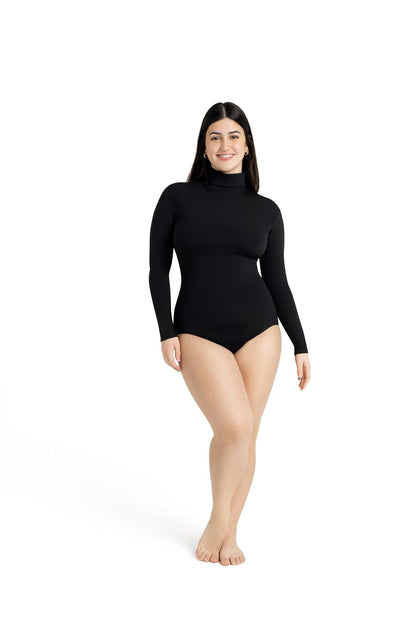 Capezio - Maillot de manga larga con cuello alto para mujer