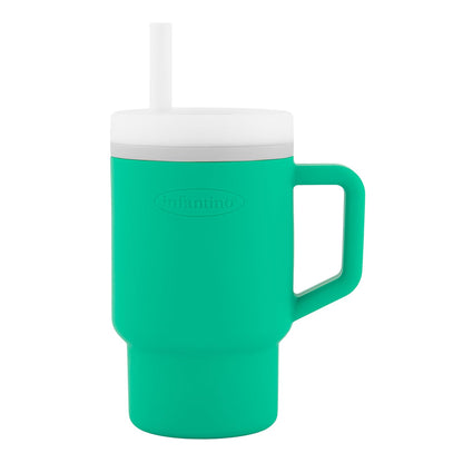 Infantino My 1st Vaso de silicona con popote y asa, resistente a derrames, para la taza de transición sin BPA, alpino