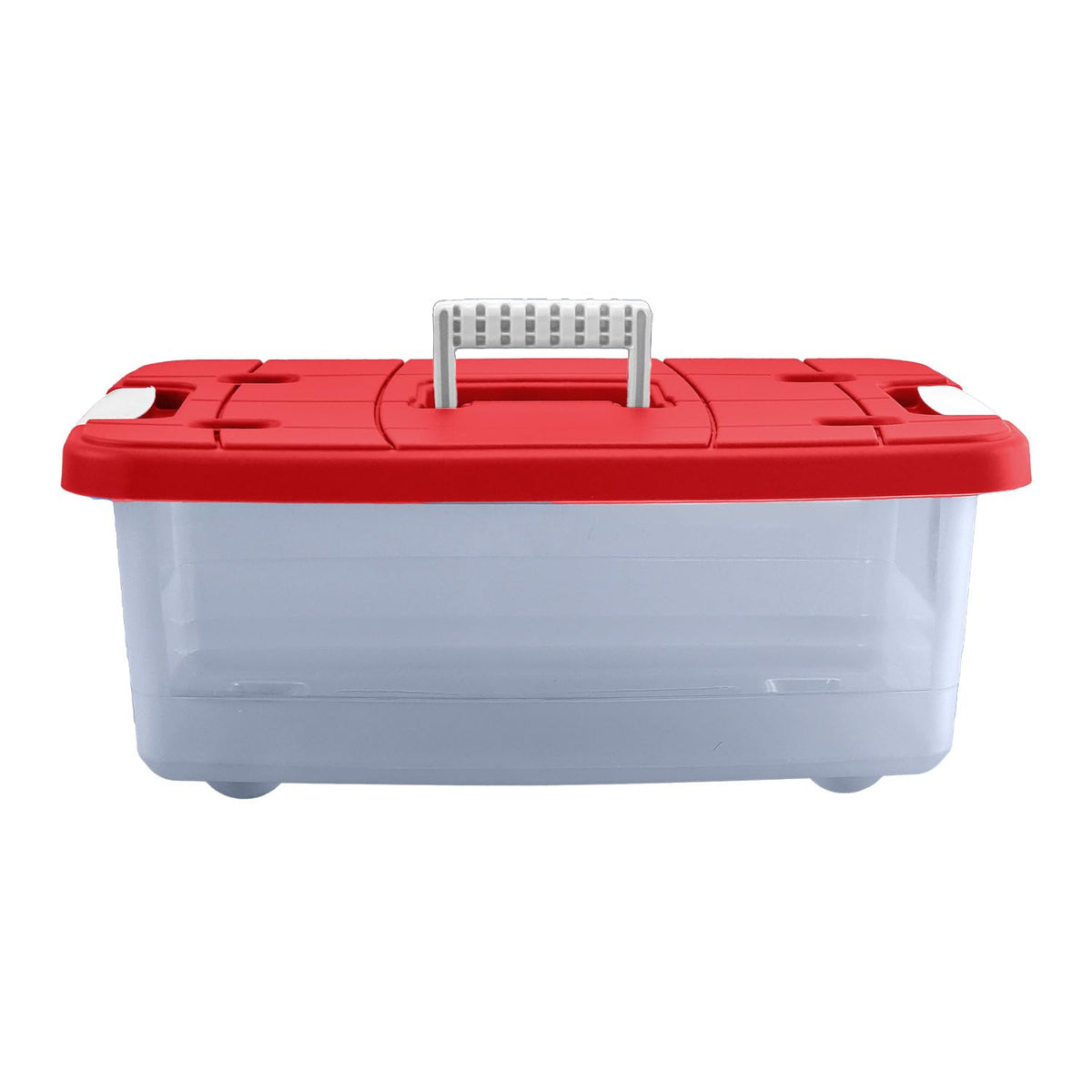 Guateplast Caja de Almacenamiento 16 litros | Rojo, juego de 3, cierre click, apilable, con agarradores