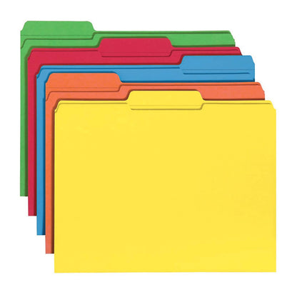 Smead File Folder, Reinforced 1/3-Cut Tab, Letter Size, Assorted Colors, 100 per Box (11993)