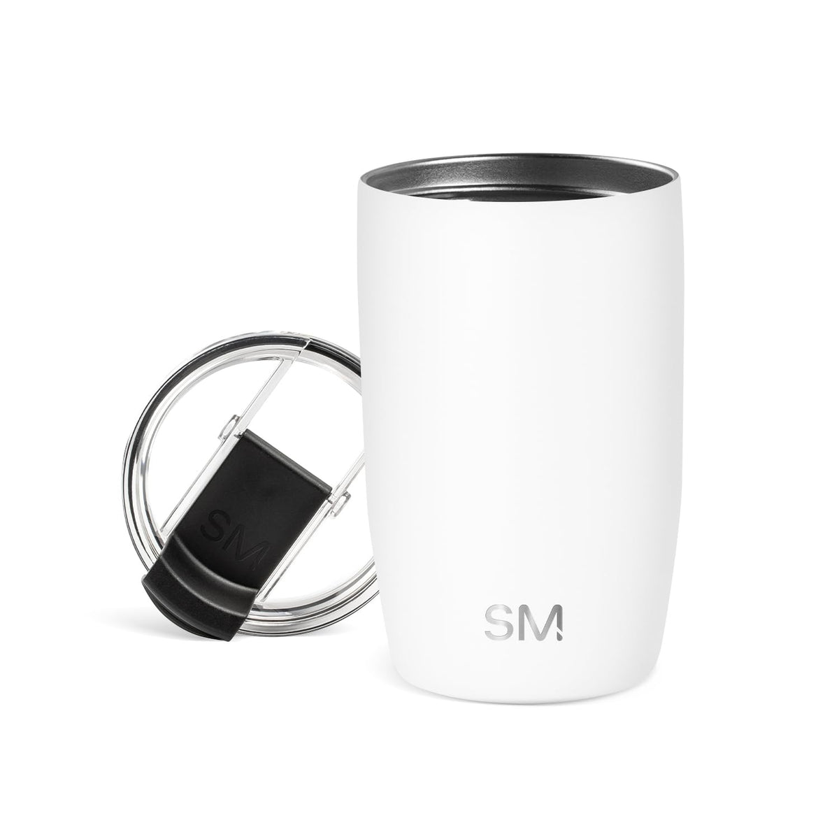 Simple Modern Voyager - Taza de Viaje con Tapa Abatible, Acero Inoxidable, Popotes Incluidos - 355ml - -Winter White