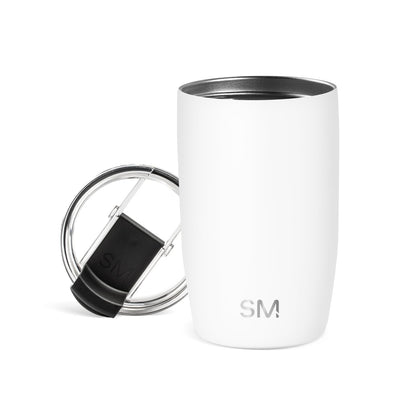 Simple Modern Voyager - Taza de Viaje con Tapa Abatible, Acero Inoxidable, Popotes Incluidos - 355ml - -Winter White