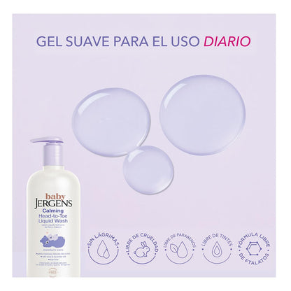 Jergens Baby, Jabón Líquido Calmante de Pies a Cabeza para Bebés, Gel de Baño y Shampoo, sin lágrimas, 591 ml