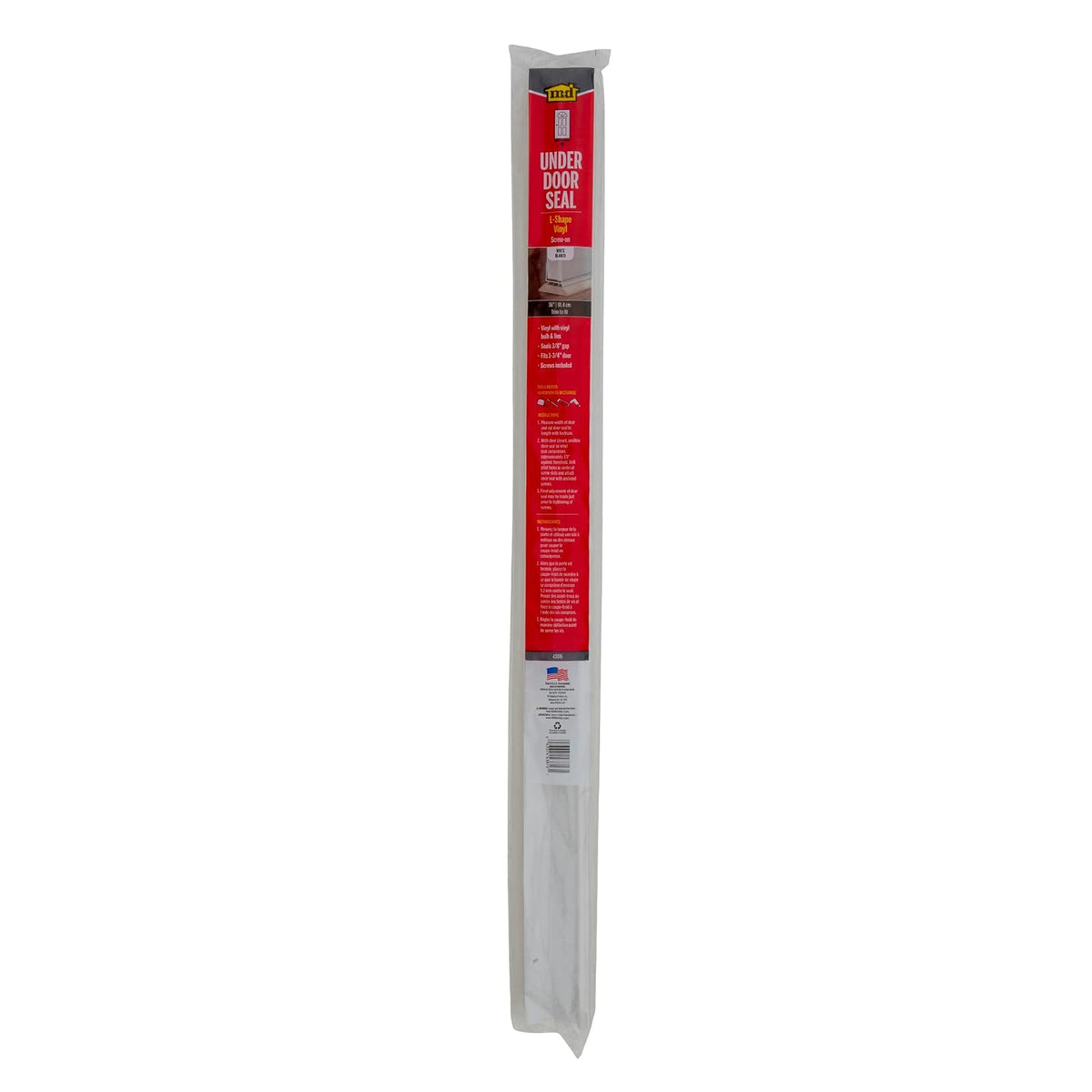 M-D Building Products 43816 36 pulgadas. Sello de vinilo blanco en forma de L para debajo de la puerta