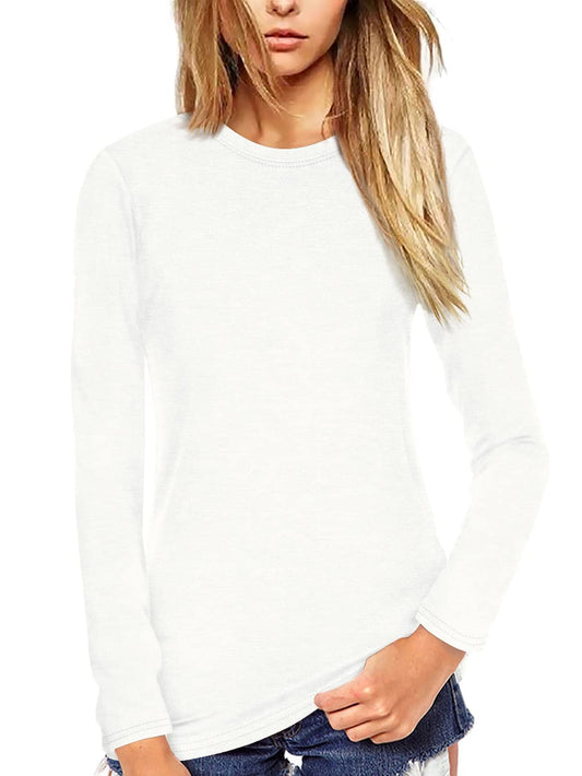 Beluring - Camisa de Manga Corta para Mujer, Cuello Redondo, Suave, Larga