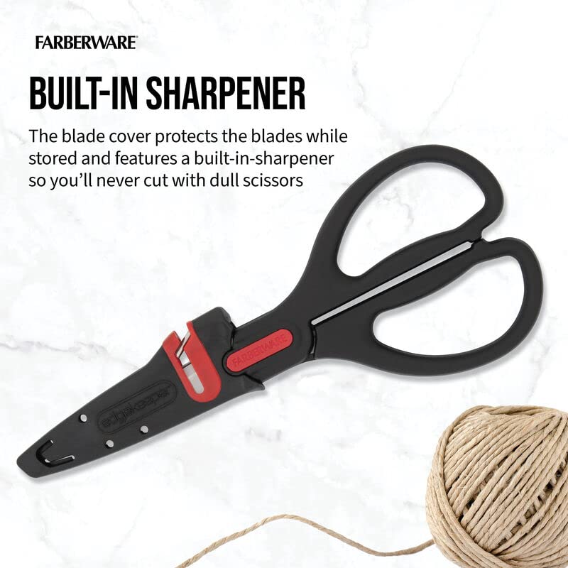 Farberware Tijeras multiuso de acero inoxidable autoafilables con funda Edgekeeper