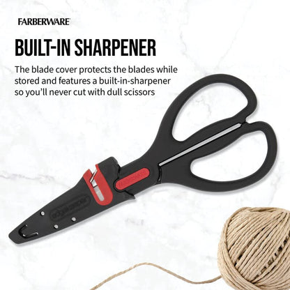 Farberware Tijeras multiuso de acero inoxidable autoafilables con funda Edgekeeper