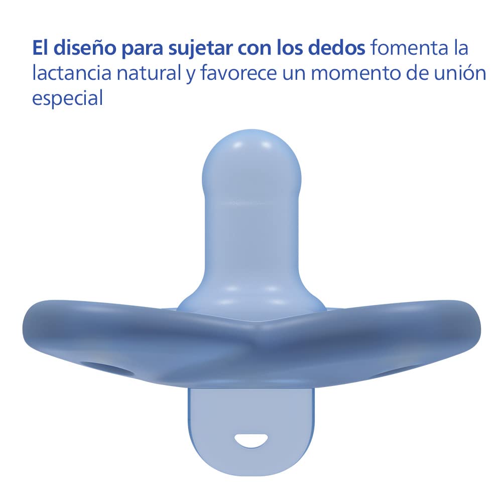 Philips Avent Chupón Soothie Heart Ortodóntico Azul | Mayor confort para su carita | Silicona grado médico | Forma corazón que evita tocar la nariz | 0-6 m | 2 pz | SCF099/21