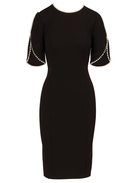 Adrianna Papell Vestido Midi Perla Crepe Punto Vestido Mujer