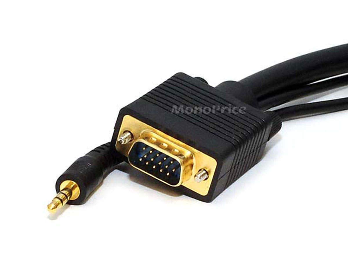 Monoprice 100559 Super VGA HD15 M/M CL2 Rated Cable with Stereo Audio and Triple Shielding, 25-Feet, Gold Plated