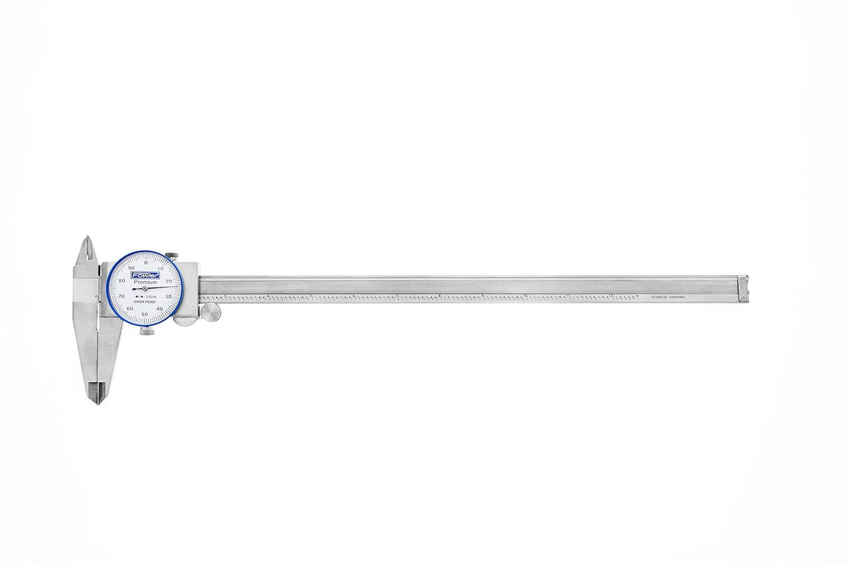 Fowler Calibrador de Carátula Premium 0-8", Acero Inoxidable - 0-12" Measuring Range, 0.001" Graduation Interval - Blanco