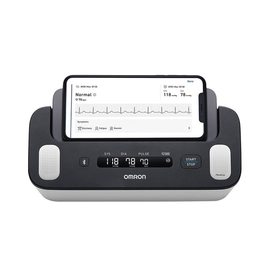 OMRON Complete – Baumanómetro de Presión Arterial y Electrocardiograma (ECG) 2 en 1 para Brazo, Validado Clínicamente, con Conectividad Bluetooth y App Gratuita – Ideal para Uso en Casa