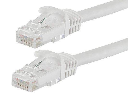 Monoprice Flexboot Cat5e Ethernet Patch Cable - Network Internet Cord - RJ45, Stranded, 350Mhz, UTP, Pure Bare Copper Wire, 24AWG, 50ft, White