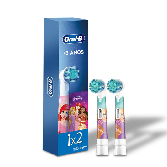 Oral-B Repuesto para Cepillo Eléctrico Disney Princesas, Suave con las Encías Fuerte contra las Caries, 2 Unidades