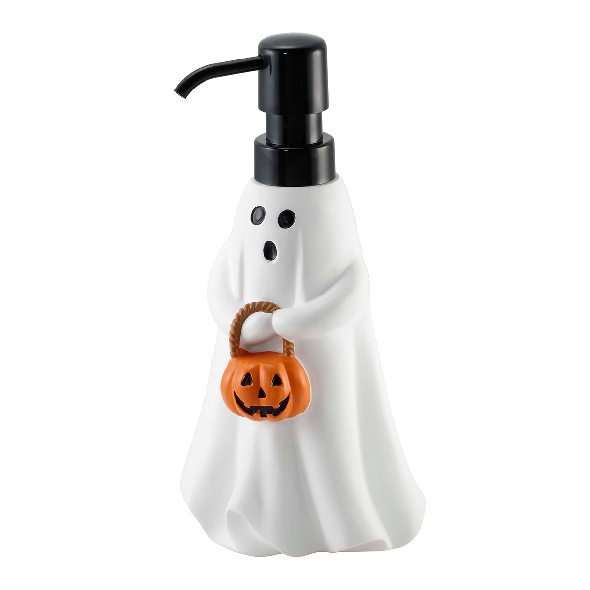 Avanti Linens - Dispensador de jabón, Bomba Decorativa de loción para encimera de baño o Cocina, decoración de Halloween de Resina Pintada a Mano (Fantasma) - Lotion Pump - Soap Dipsenser - Blanco