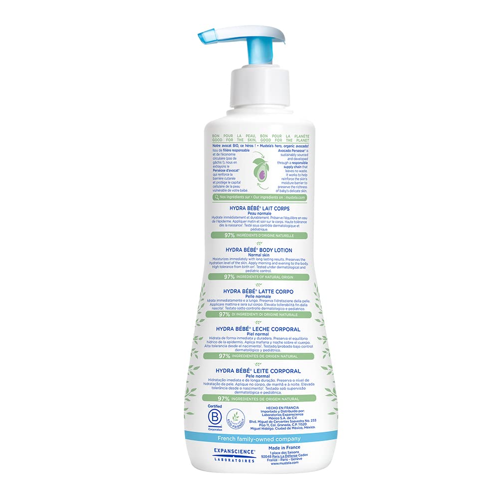 Mustela Hydra Bebé, Loción Corporal Hidratante, 500ml