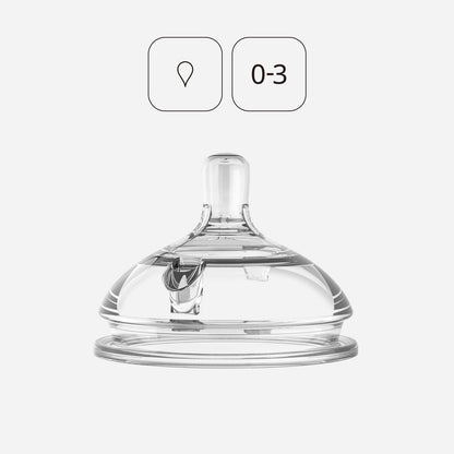 Comotomo Set de 2 Tetinas de Repuesto para Biberones, Flujo Lento, Transparente
